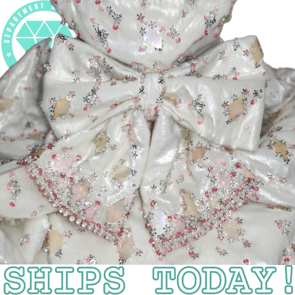 SPRING Easter MOSCHINO COUTURE Faux Fur Dress Marie Antoinette Embellished Beads - Picture 3 of 16